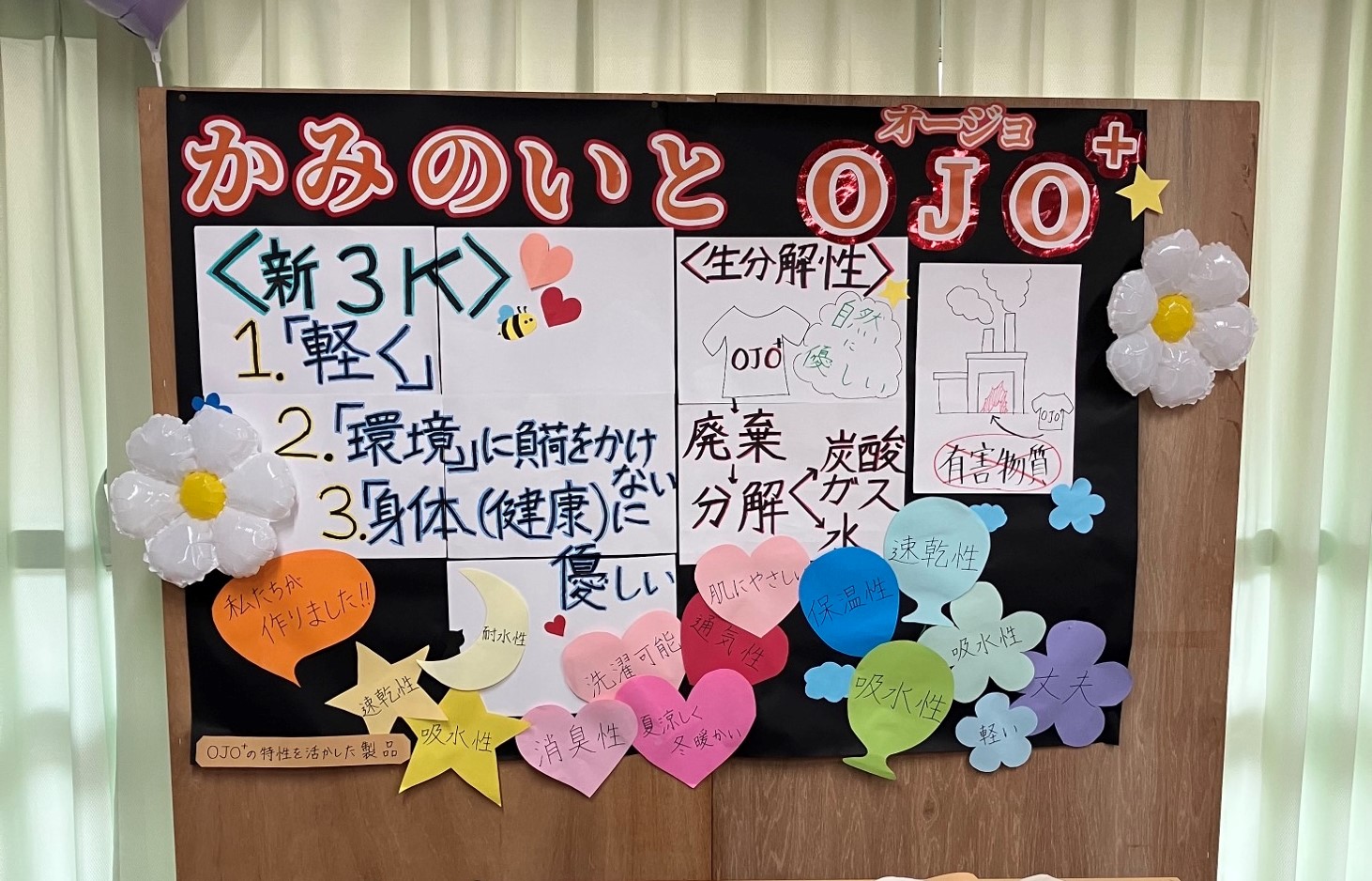 中央大学杉並高校の文化祭で「かみのいと OJO⁺」が展示されました